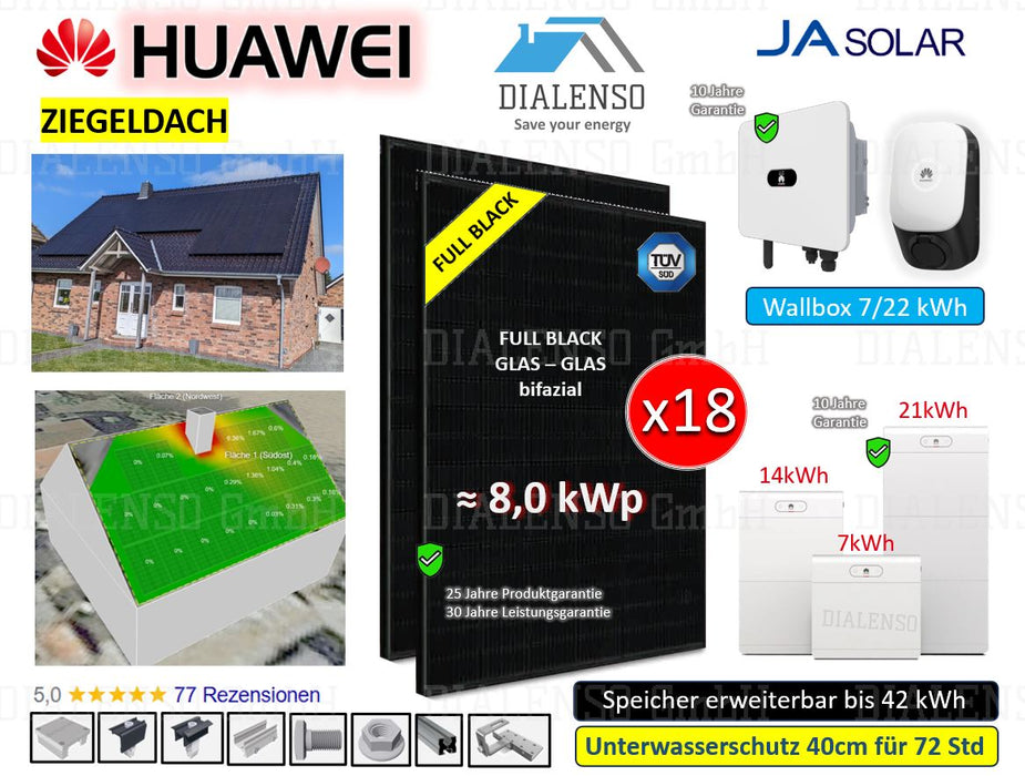 (18x) Schrägdach Huawei 8,0kWp_Komplettset