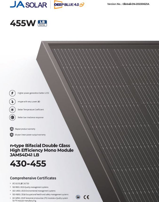 JA Solar JAM54D41-450/LB 450W Komplett Schwarz