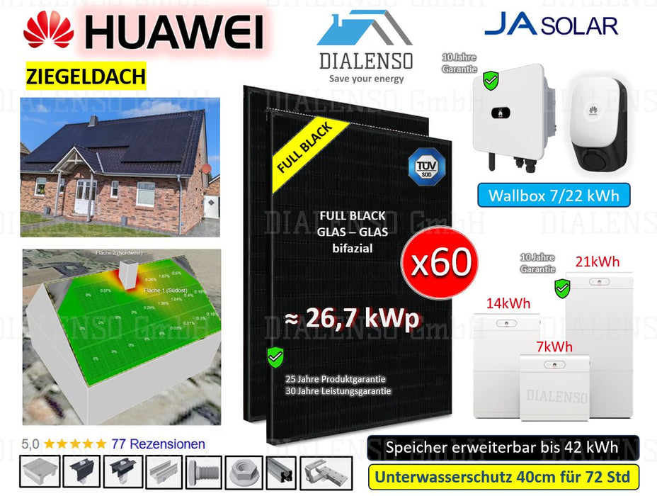 (60x) Schrägdach Huawei 26,7kWp_Komplettset
