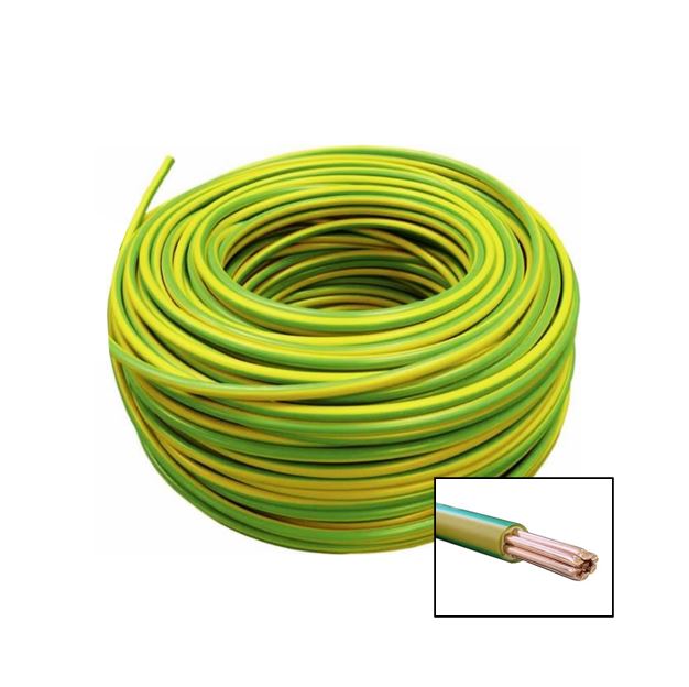 Erdungskabel 16mm² für PV-Anlagen, Aderleitung H07V-R 16 mm², grün-gelb, mehrdrätig