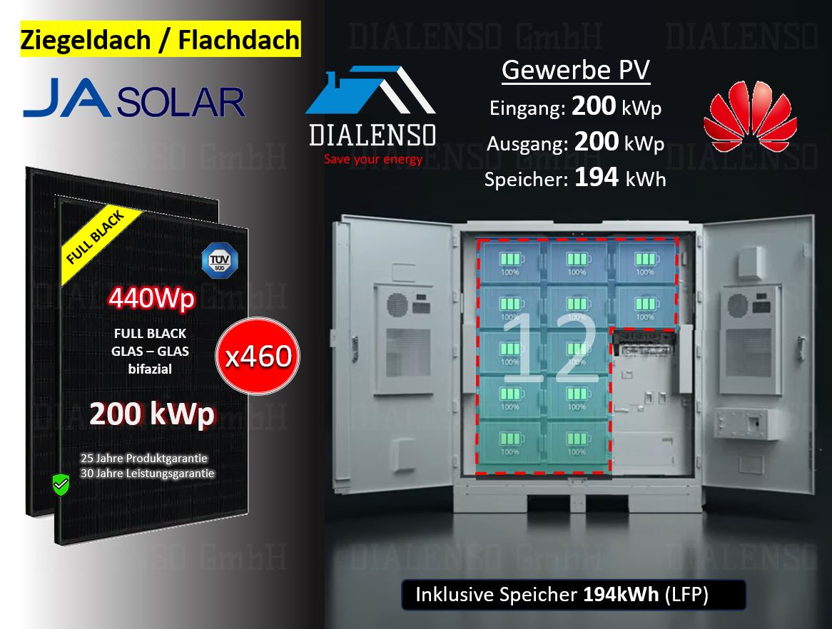 (460x) Huawei 200kWp SUN2000-200kWh-2H1 Industrie Photovoltaik Gewerbe ...